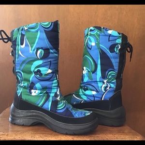 Emilio Pucci Moon Snow Boots Lace Up Green Blue 39